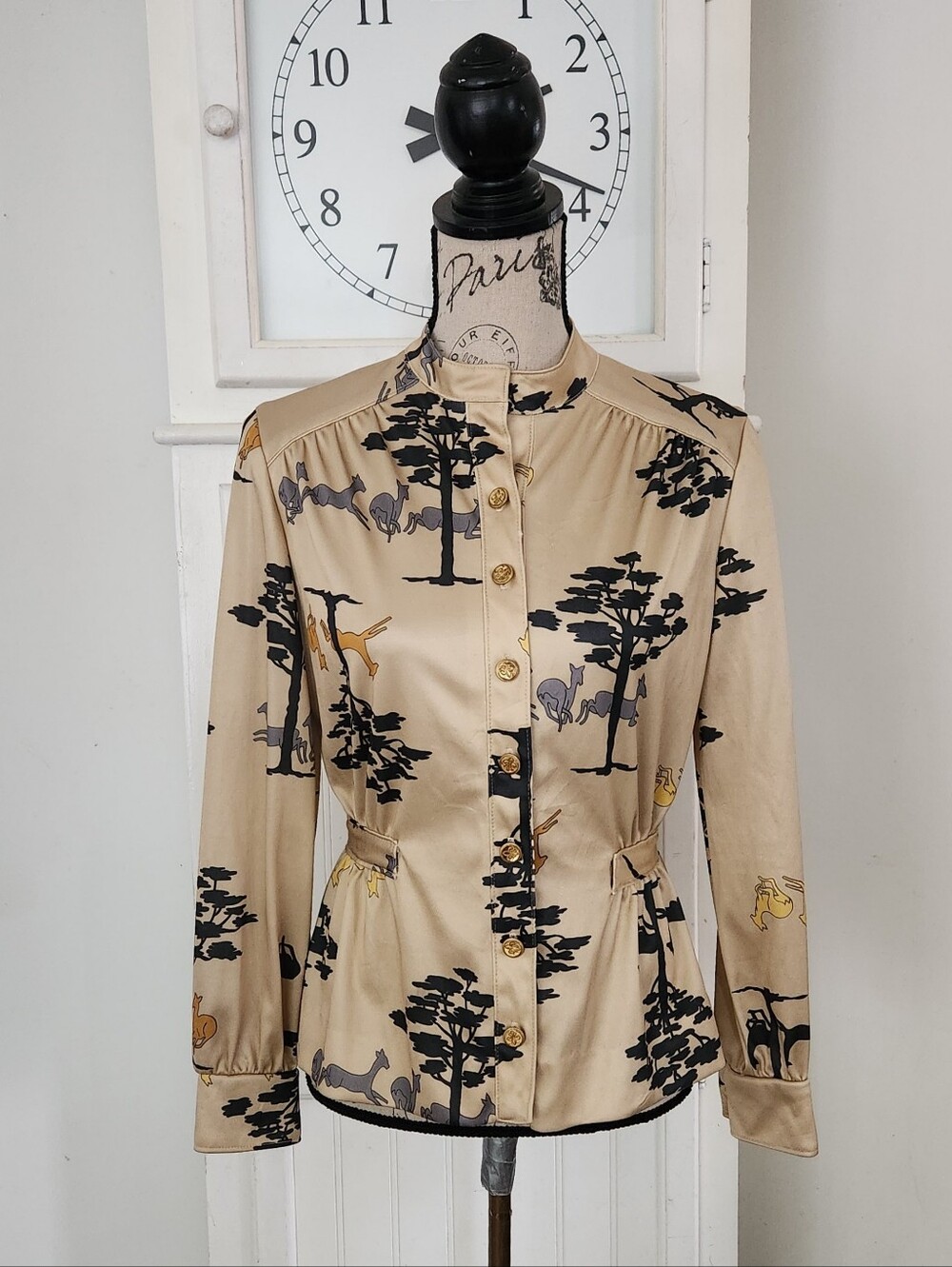 Vintage 1970's Deer Print Blouse